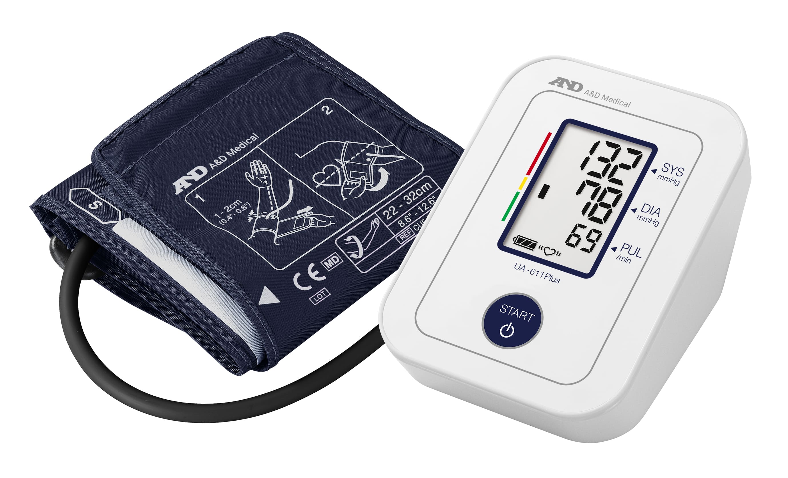 A&D Medical Upper Arm Blood Pressure Monitor with Wide Range Cuff (UA-611)